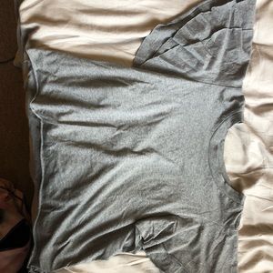 Kimchi Blue grey shirt with ruffled sleeves